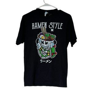 Japanese Ramen Style Boys Skater Graffiti Design Noodle T-shirt SZ S